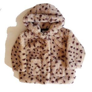 12-18M Zara Baby Plush Faux Fur Leopard Hoodie Jacket